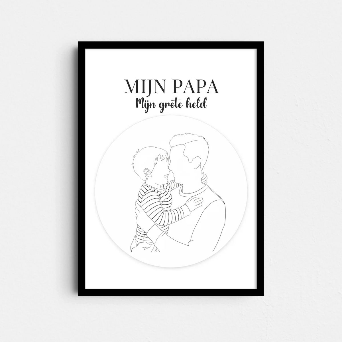 Lijntekening Poster Mijn Papa - Jouw Foto als Minimalistische Lijntekening in een Cirkel (A4/A3)