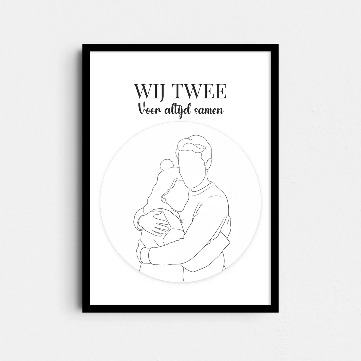 Lijntekening Poster Wij Twee - Jullie Foto als Minimalistische Lijntekening in een Cirkel (A4/A3)