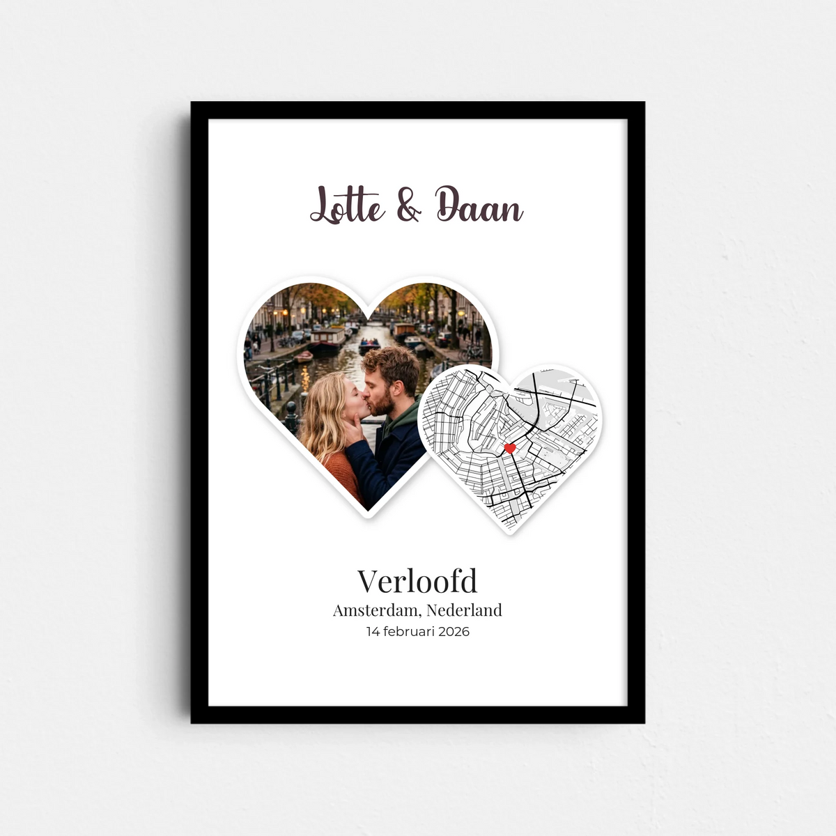 Liefdesplek Poster - Jullie Foto en Plattegrond in Twee Harten (A4/A3)