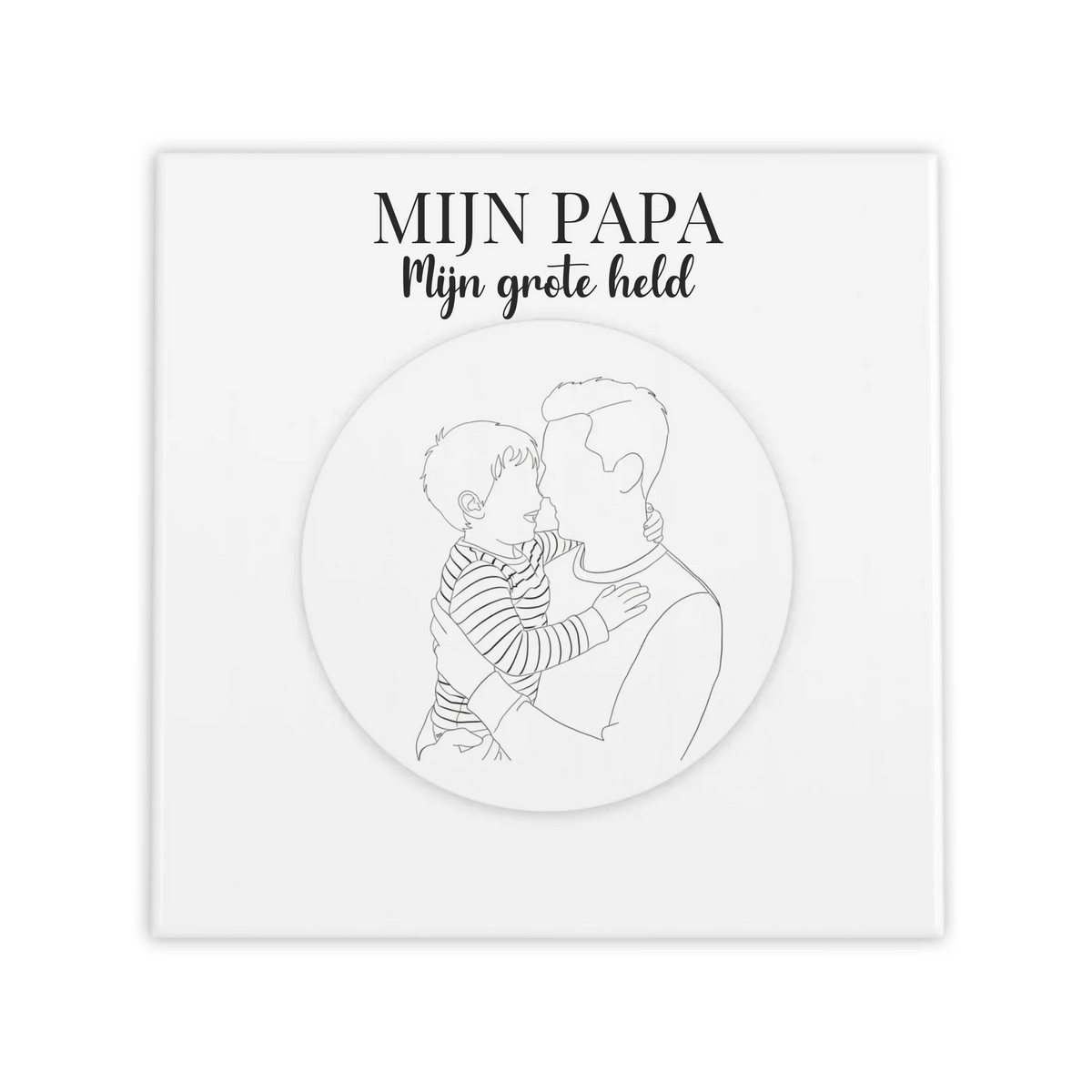 Lijntekening Tegel Mijn Papa - Jouw Foto als Minimalistische Lijntekening in een Cirkel