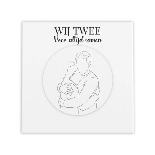 Lijntekening Tegel Wij Twee - Jullie Foto als Minimalistische Lijntekening in een Cirkel