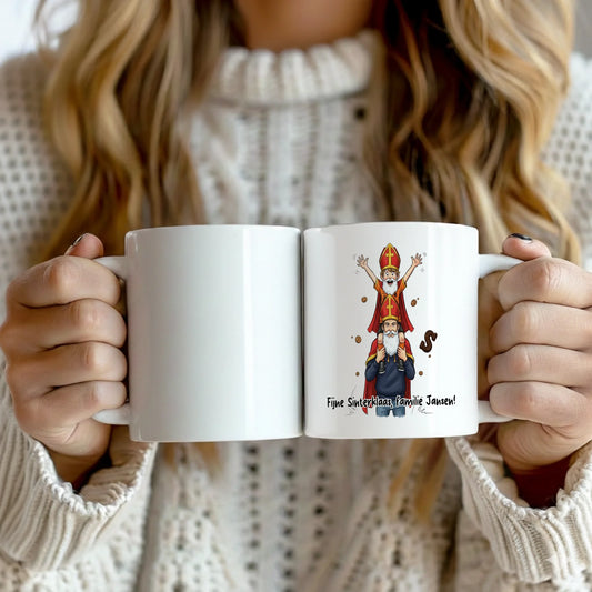Sinterklaas Karikatuur Mok - Jouw Foto als Sinterklaas met Eigen Tekst
