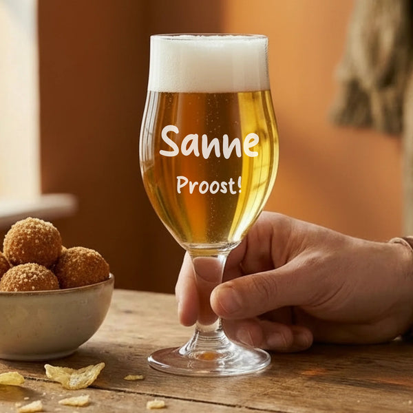 Gegraveerd Bierglas met eigen naam en tekst