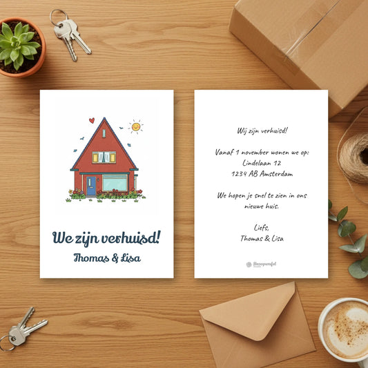 Verhuiskaart Doodle - Jouw Nieuwe Huis als Vrolijke Tekening
