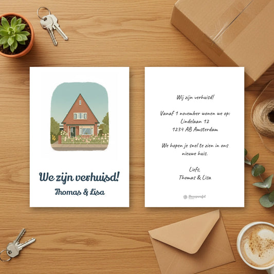 Verhuiskaart Vintage - Jouw Nieuwe Huis als Retro Illustratie