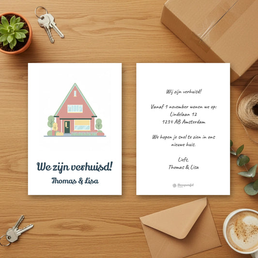 Verhuiskaart Pastel - Jouw Nieuwe Huis als Moderne Illustratie