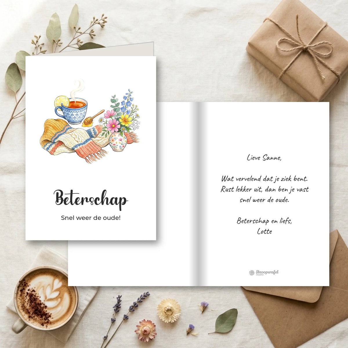 Beterschapskaart met Eigen Tekst - Beterschap!