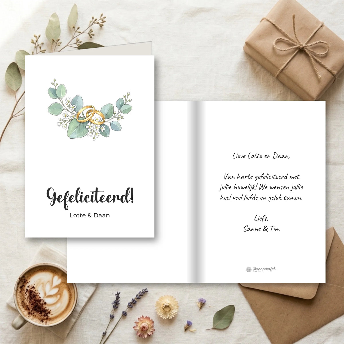Trouwkaart met Eigen Tekst - Gefeliciteerd met jullie Huwelijk