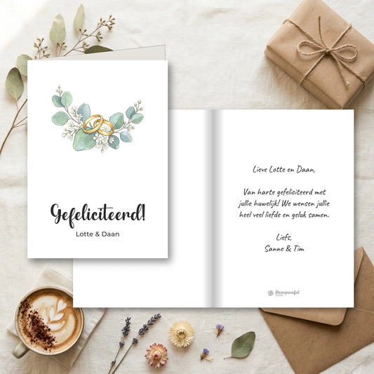 Trouwkaart met Eigen Tekst - Gefeliciteerd met jullie Huwelijk