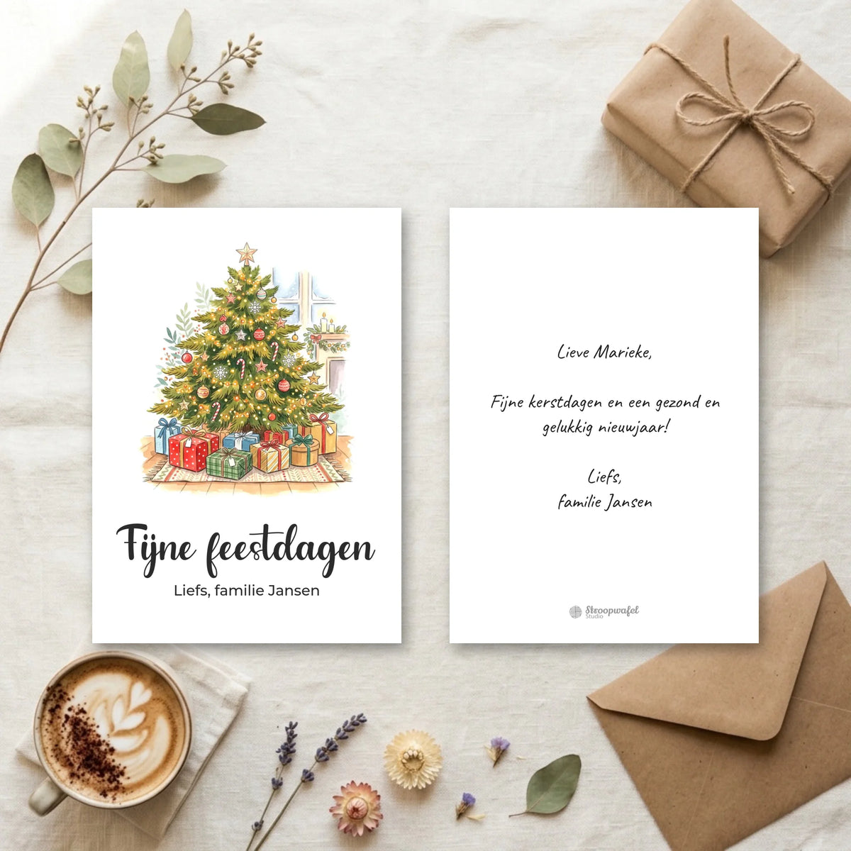 Kerstkaart met Eigen Tekst - Fijne Feestdagen