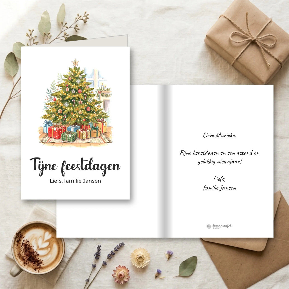 Kerstkaart met Eigen Tekst - Fijne Feestdagen