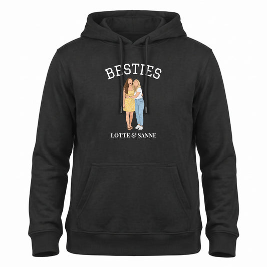 Hoodie met Jullie Foto als Illustratie, Eigen Titel en Jaartal - Besties, Sisters, Family