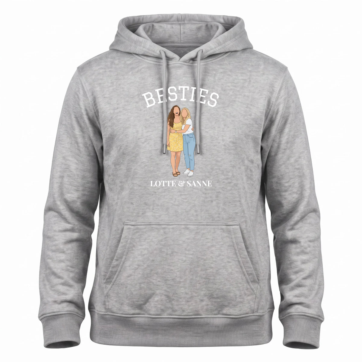 Hoodie met Jullie Foto als Illustratie, Eigen Titel en Jaartal - Besties, Sisters, Family