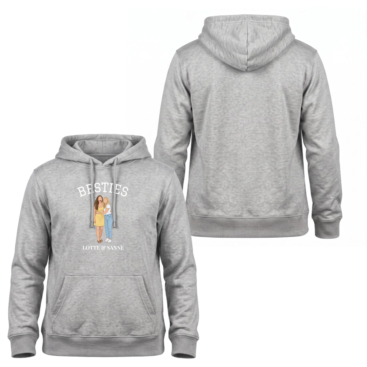 Hoodie met Jullie Foto als Illustratie, Eigen Titel en Jaartal - Besties, Sisters, Family