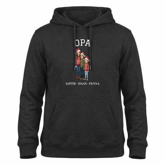 Opa Hoodie voor Kerst - Jouw Kleinkinderen als Illustratie met Kerstmuts