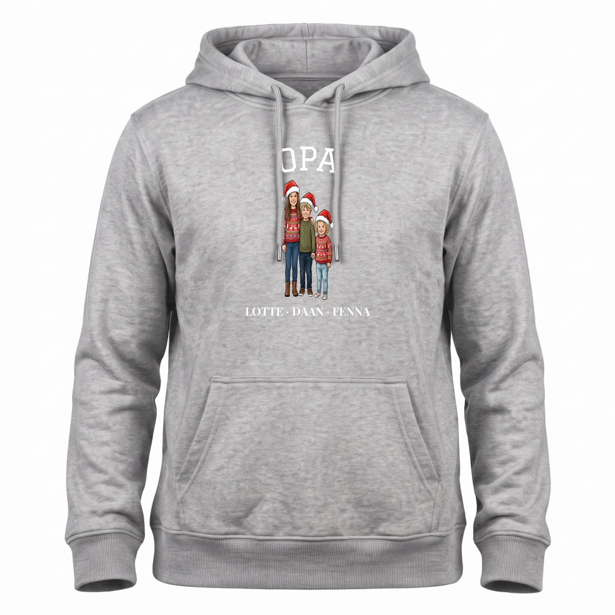 Opa Hoodie voor Kerst - Jouw Kleinkinderen als Illustratie met Kerstmuts