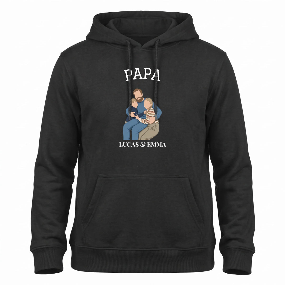 Papa Hoodie met Jaartal - Jouw Kinderen als Illustratie op je Hoodie
