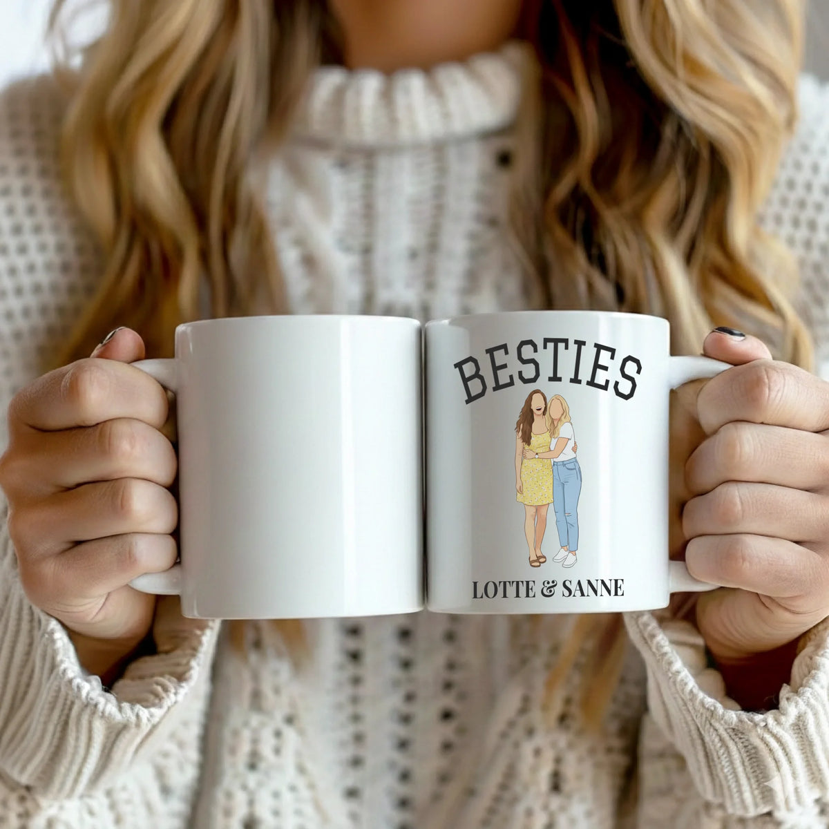 Besties Mok - Jullie Foto als Illustratie met Eigen Titel en Namen