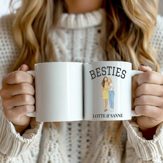 Besties Mok - Jullie Foto als Illustratie met Eigen Titel en Namen