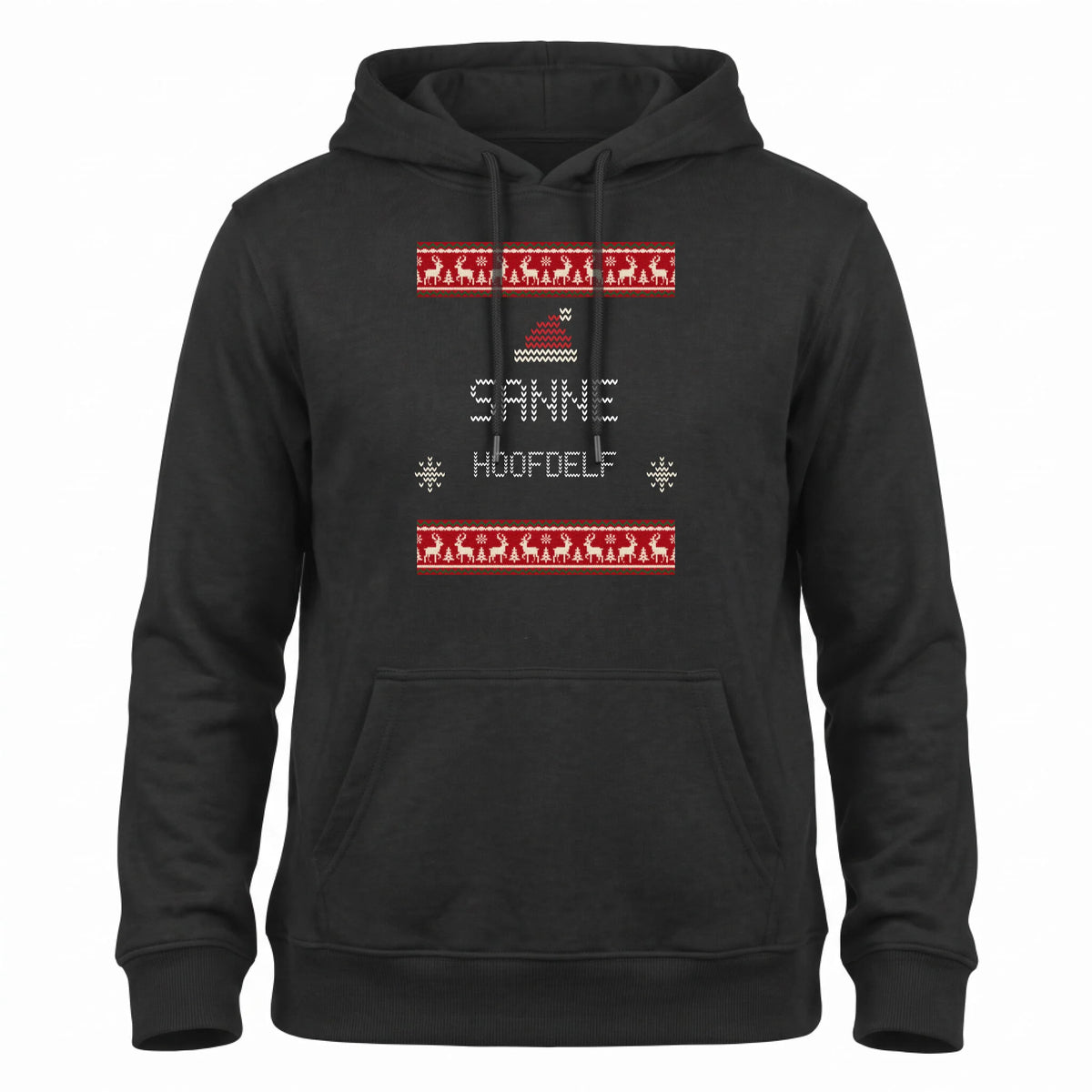 Foute Kersttrui Hoodie Elf - Jouw Naam als Kerstelf in Gebreide Letters