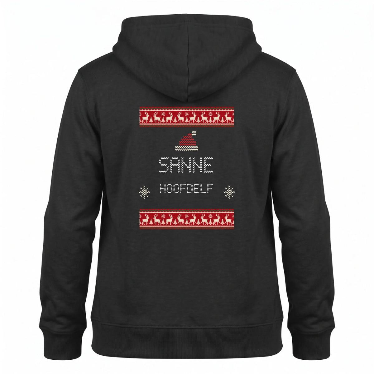 Foute Kersttrui Hoodie Elf - Jouw Naam als Kerstelf in Gebreide Letters