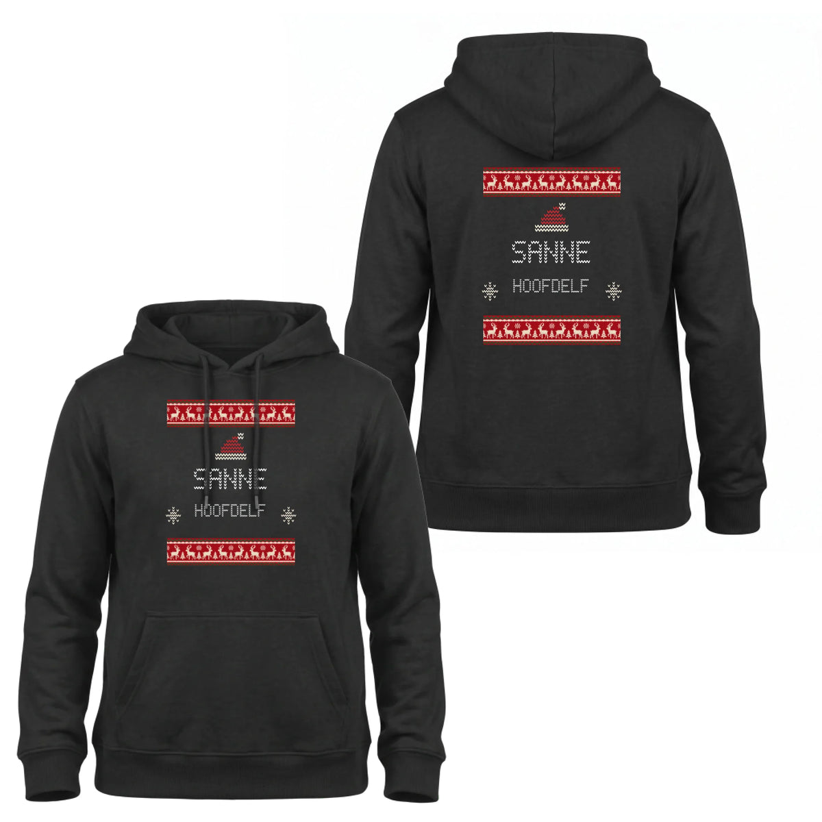 Foute Kersttrui Hoodie Elf - Jouw Naam als Kerstelf in Gebreide Letters