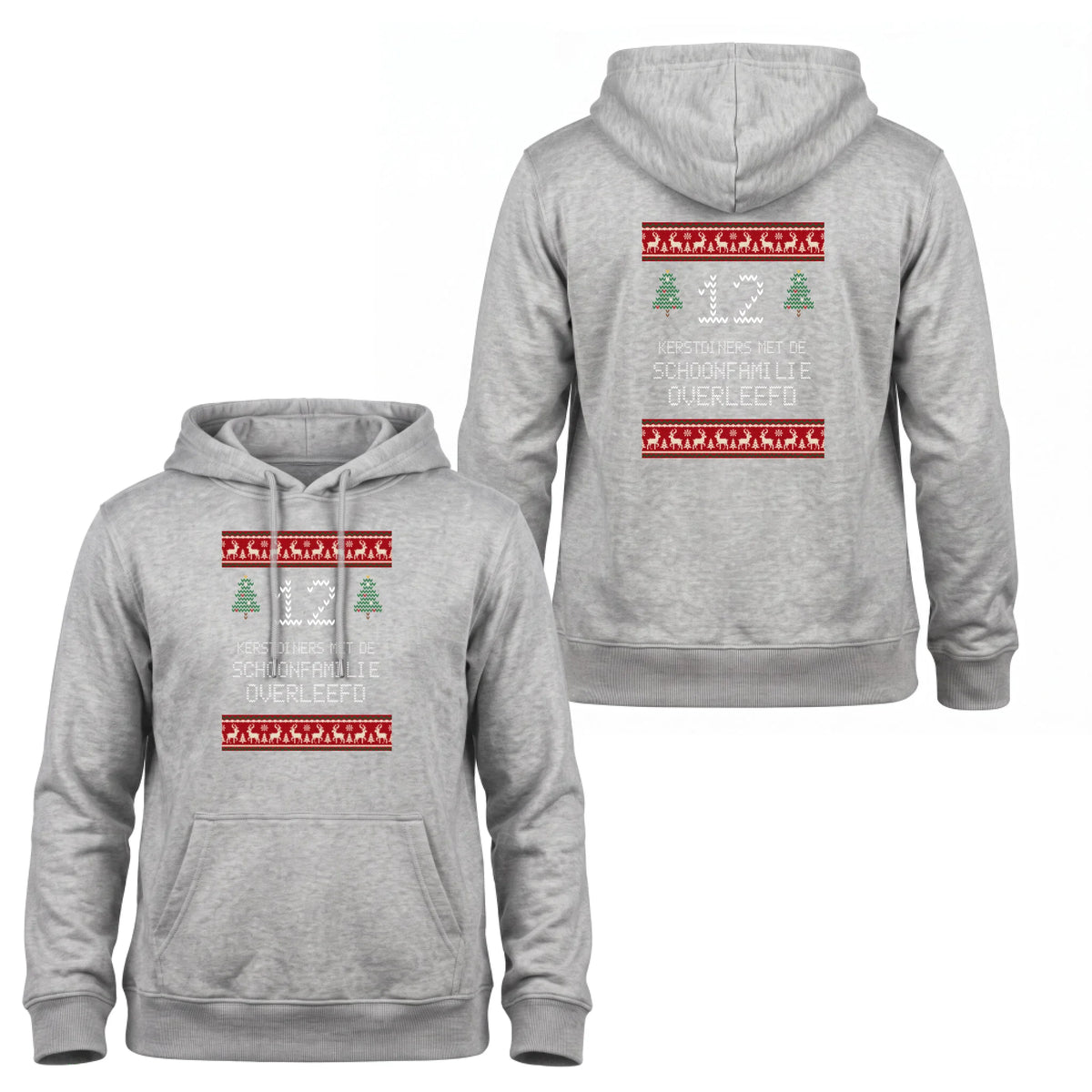 Foute Kersttrui Hoodie Schoonfamilie - Aantal Kerstdiners Overleefd