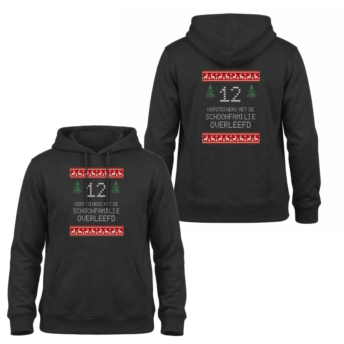 Foute Kersttrui Hoodie Schoonfamilie - Aantal Kerstdiners Overleefd