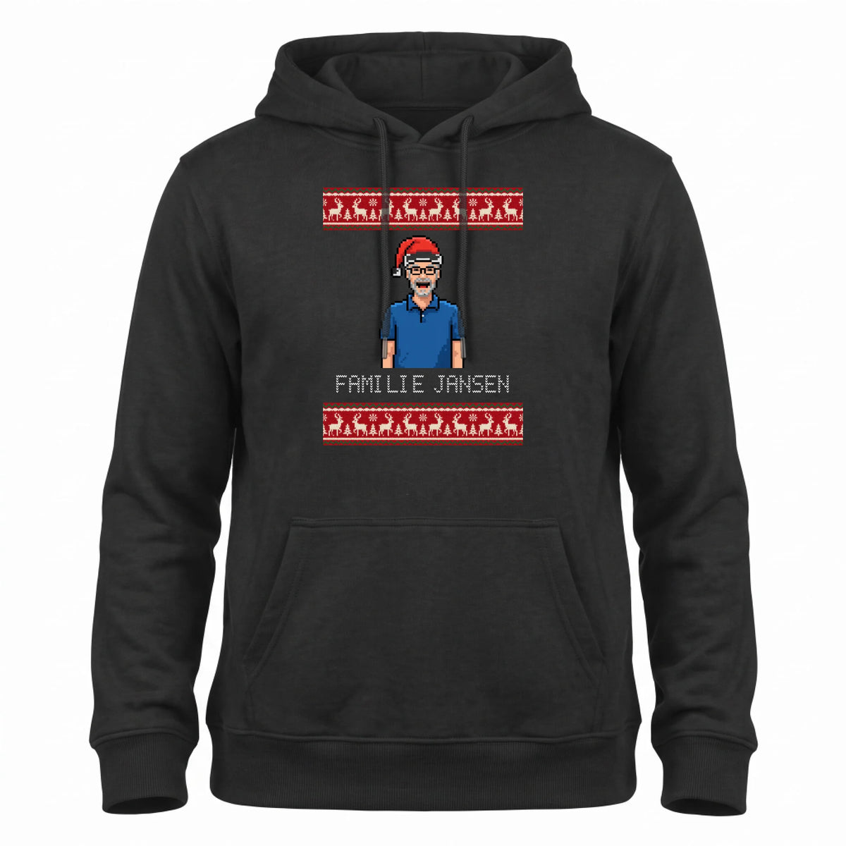 Foute Kersttrui Hoodie Pixel - Jullie Foto als Retro Pixel Art met Kerstmuts
