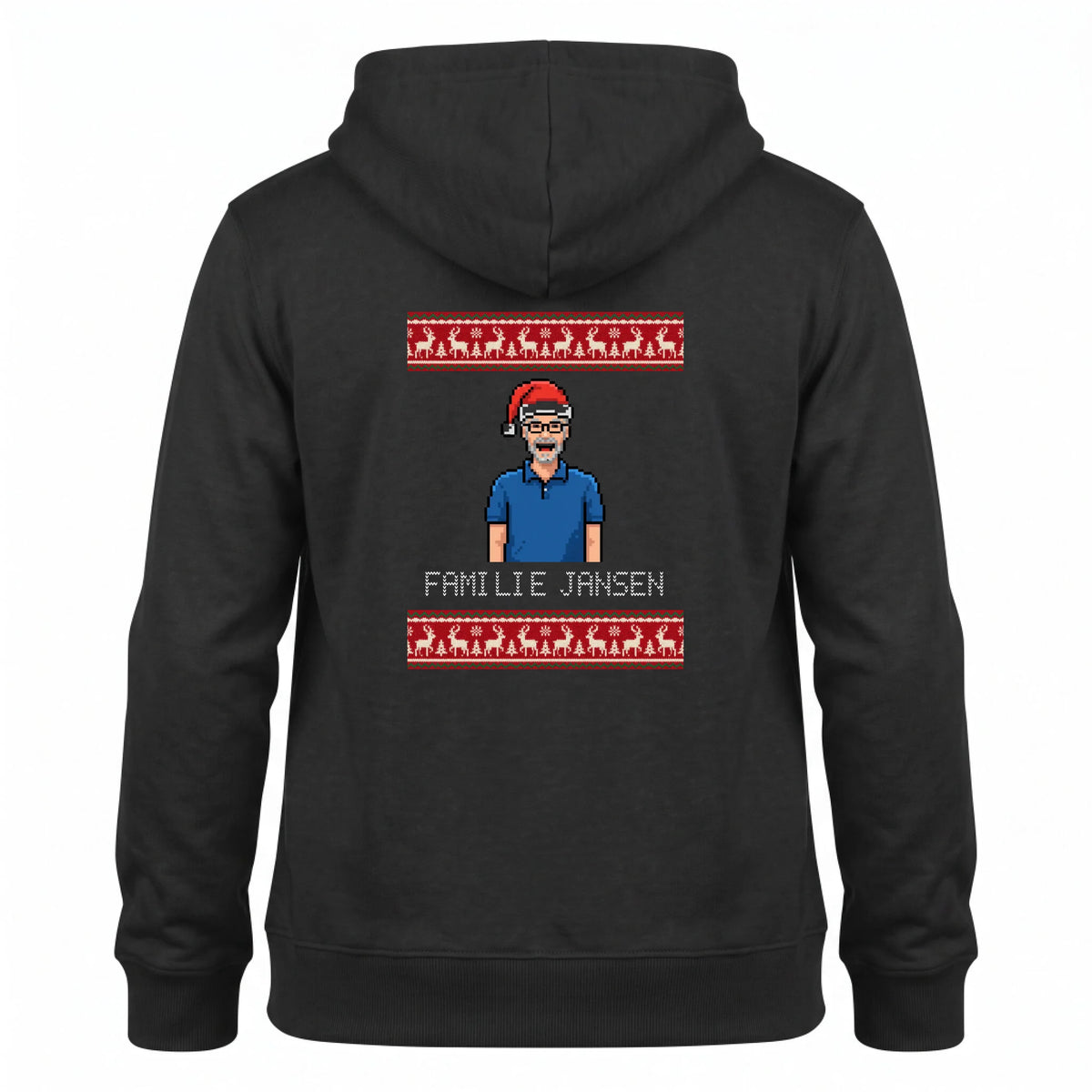 Foute Kersttrui Hoodie Pixel - Jullie Foto als Retro Pixel Art met Kerstmuts