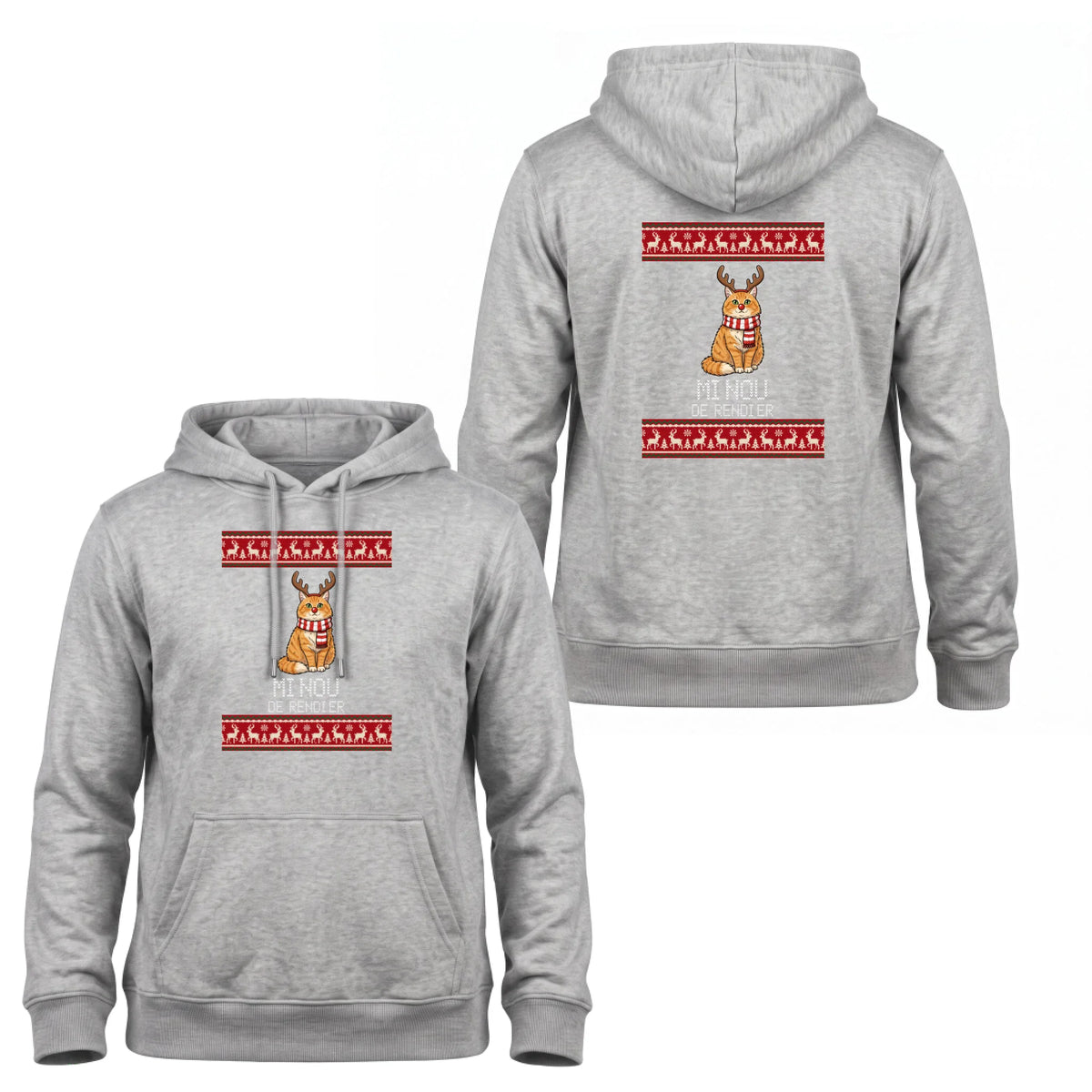 Foute Kersttrui Hoodie Huisdier als Rendier - Jouw Hond of Kat met Gewei