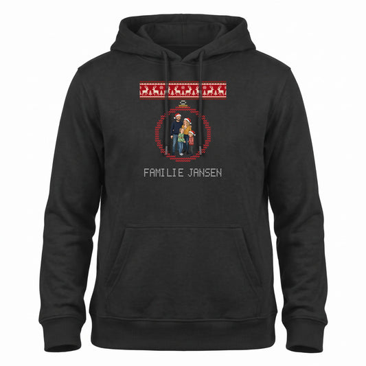 Foute Kersttrui Hoodie Kerstbal - Jullie Foto als Karikatuur in een Gebreide Kerstbal