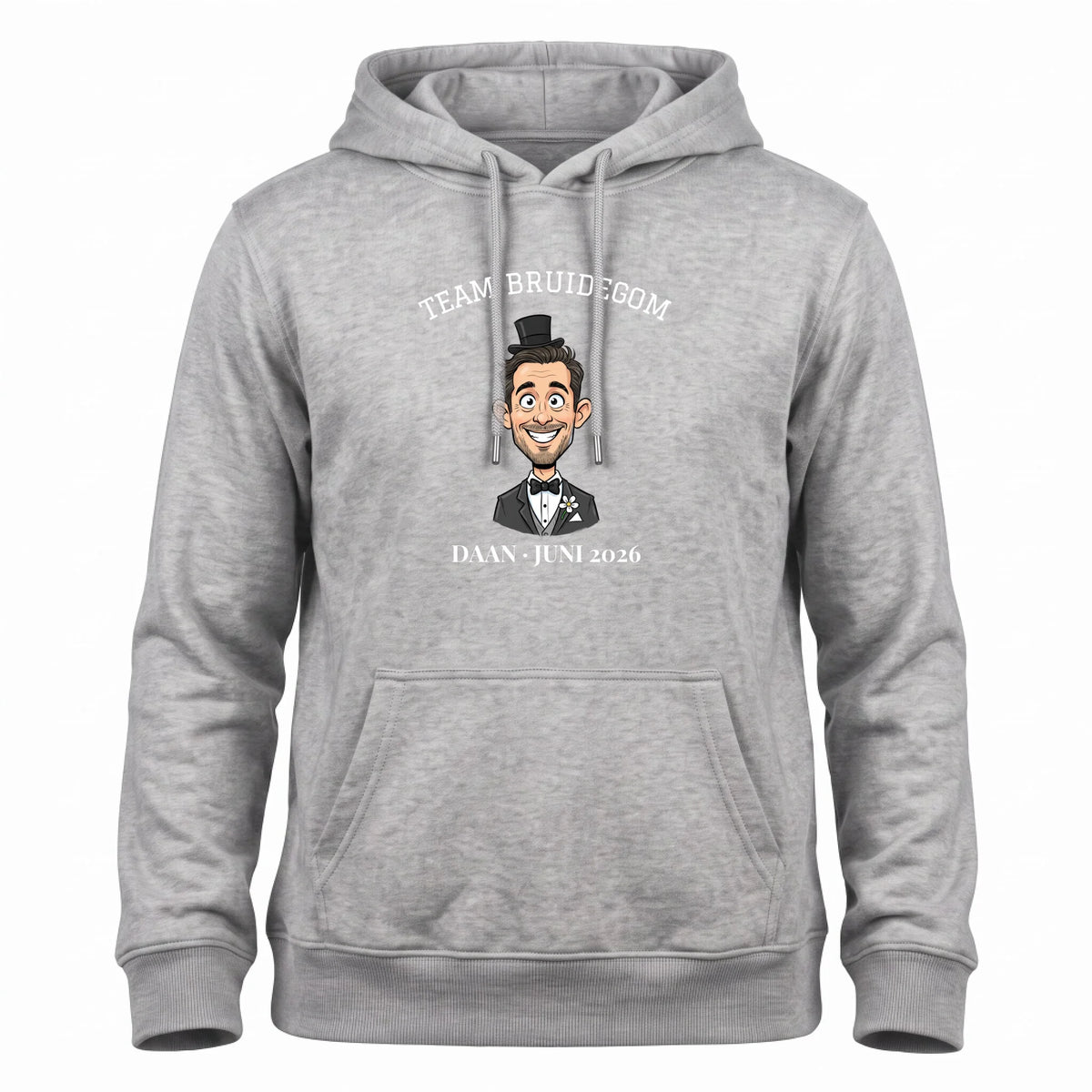 Vrijgezellen Hoodie Team Bruidegom - Karikatuur van de Bruidegom met Eigen Tekst