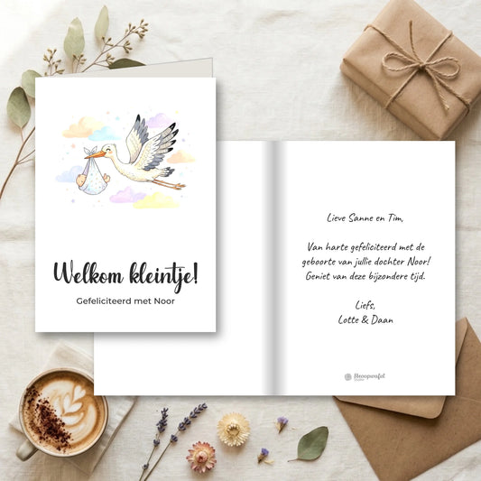 Geboortekaart Felicitatie met Eigen Tekst - Welkom Kleintje