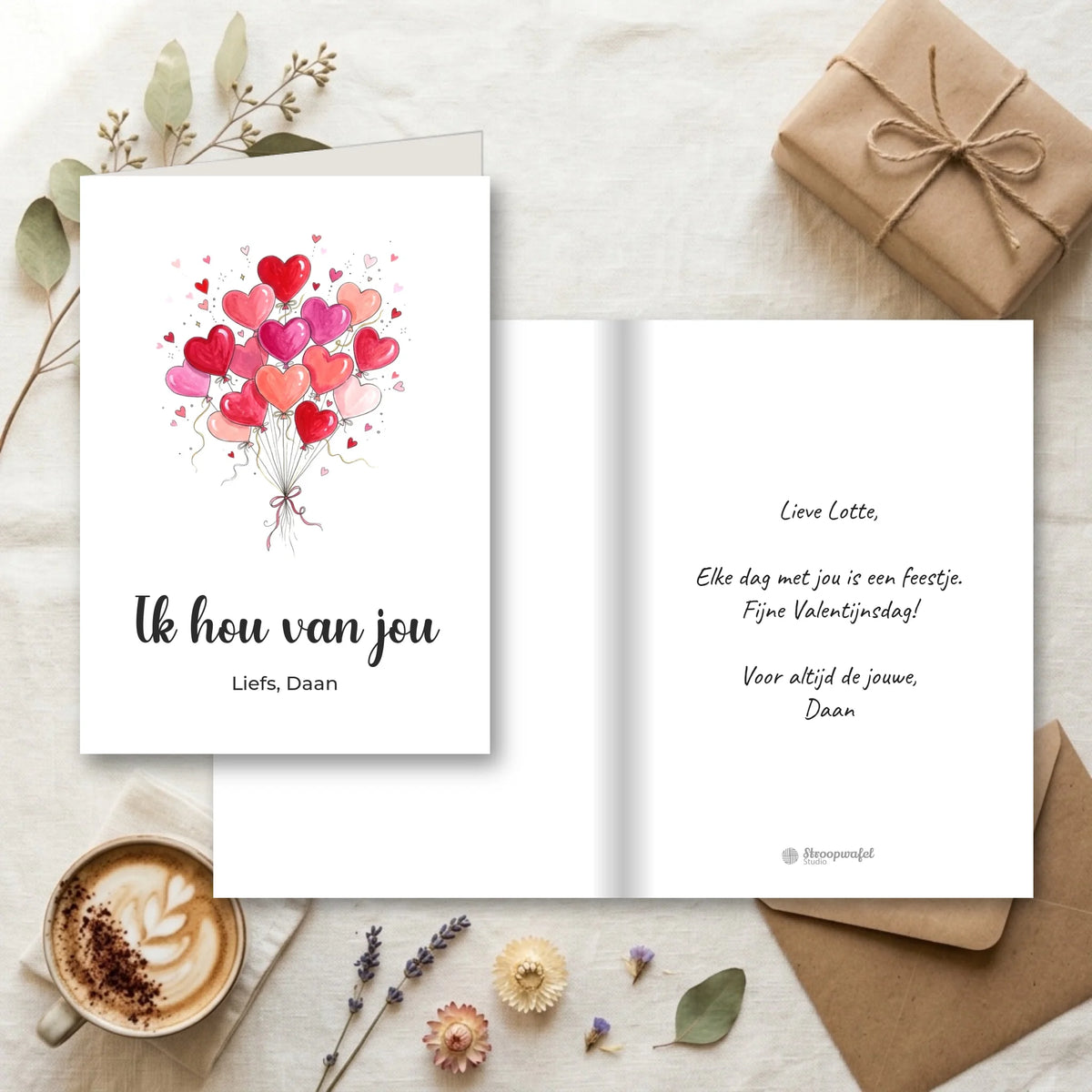 Valentijnskaart met Eigen Tekst - Ik Hou van Jou