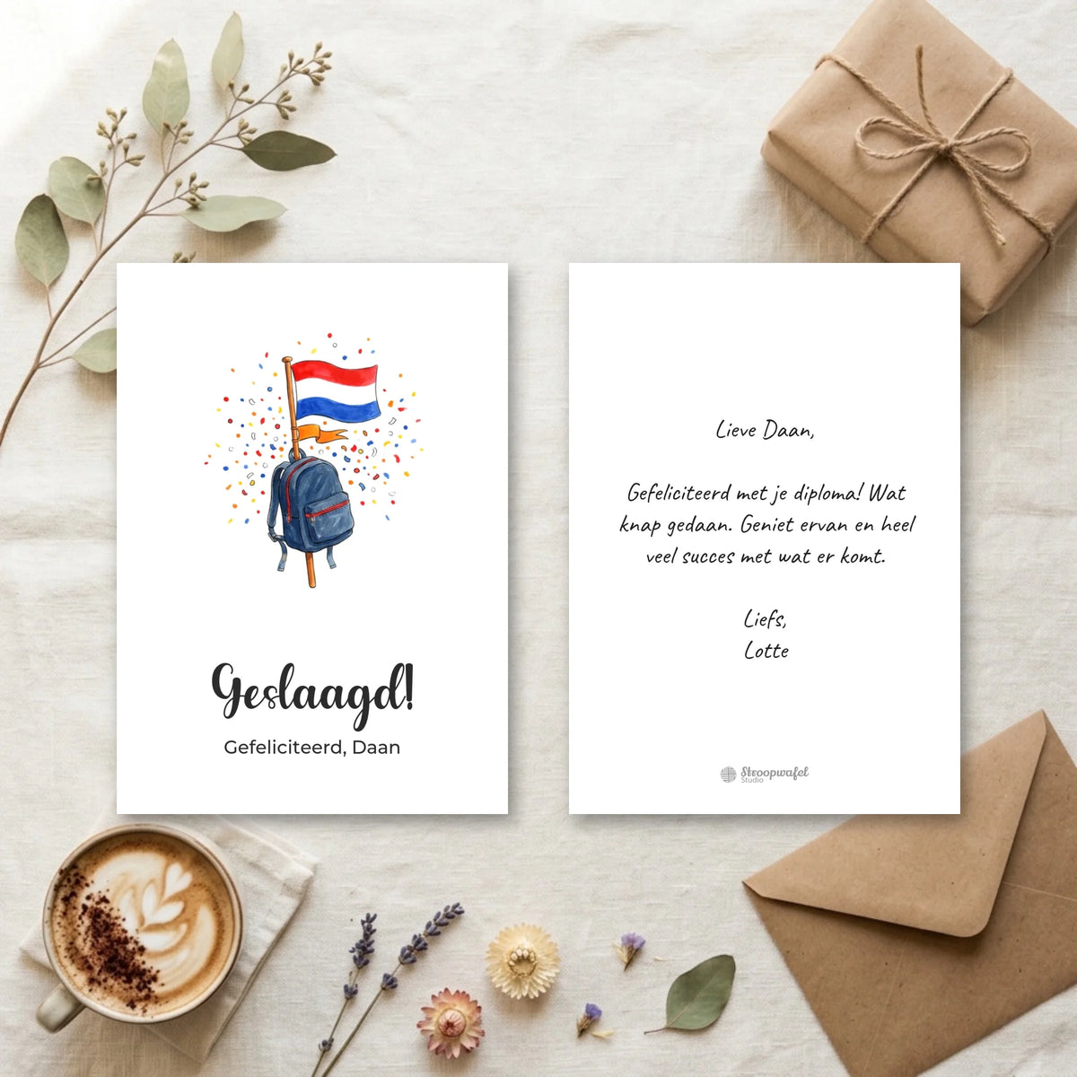 Geslaagd Kaart met Eigen Tekst - Gefeliciteerd!