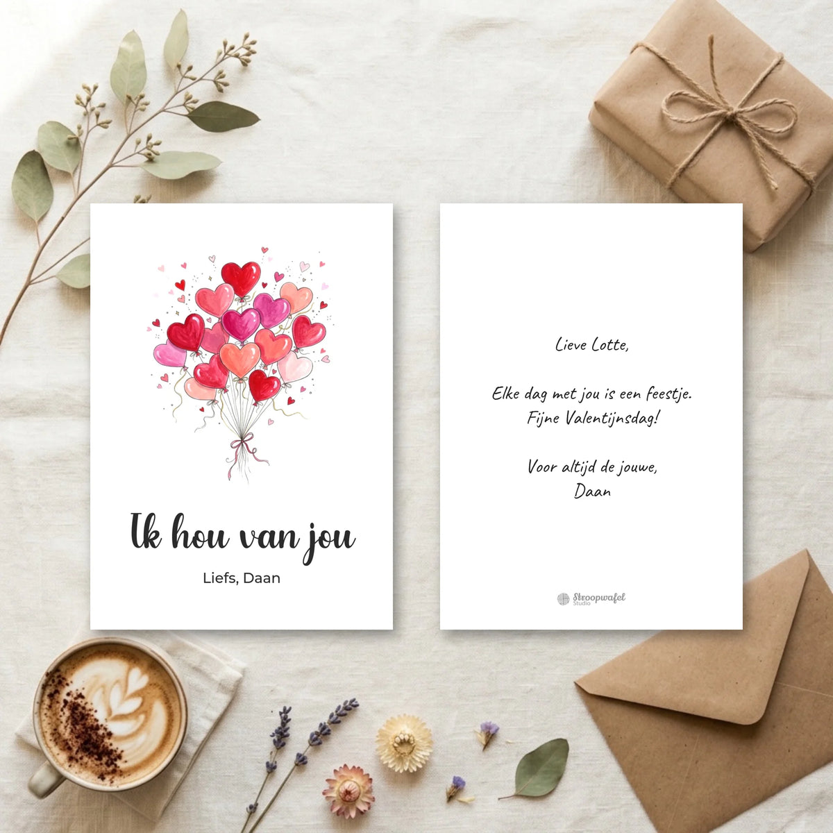Valentijnskaart met Eigen Tekst - Ik Hou van Jou