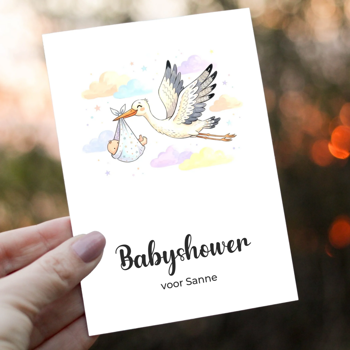 Uitnodiging Babyshower met Eigen Tekst - Er komt een baby!