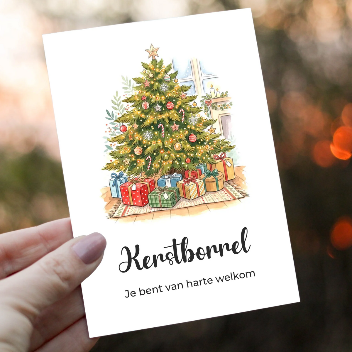 Uitnodiging Kerstborrel of Kerstdiner met Eigen Tekst