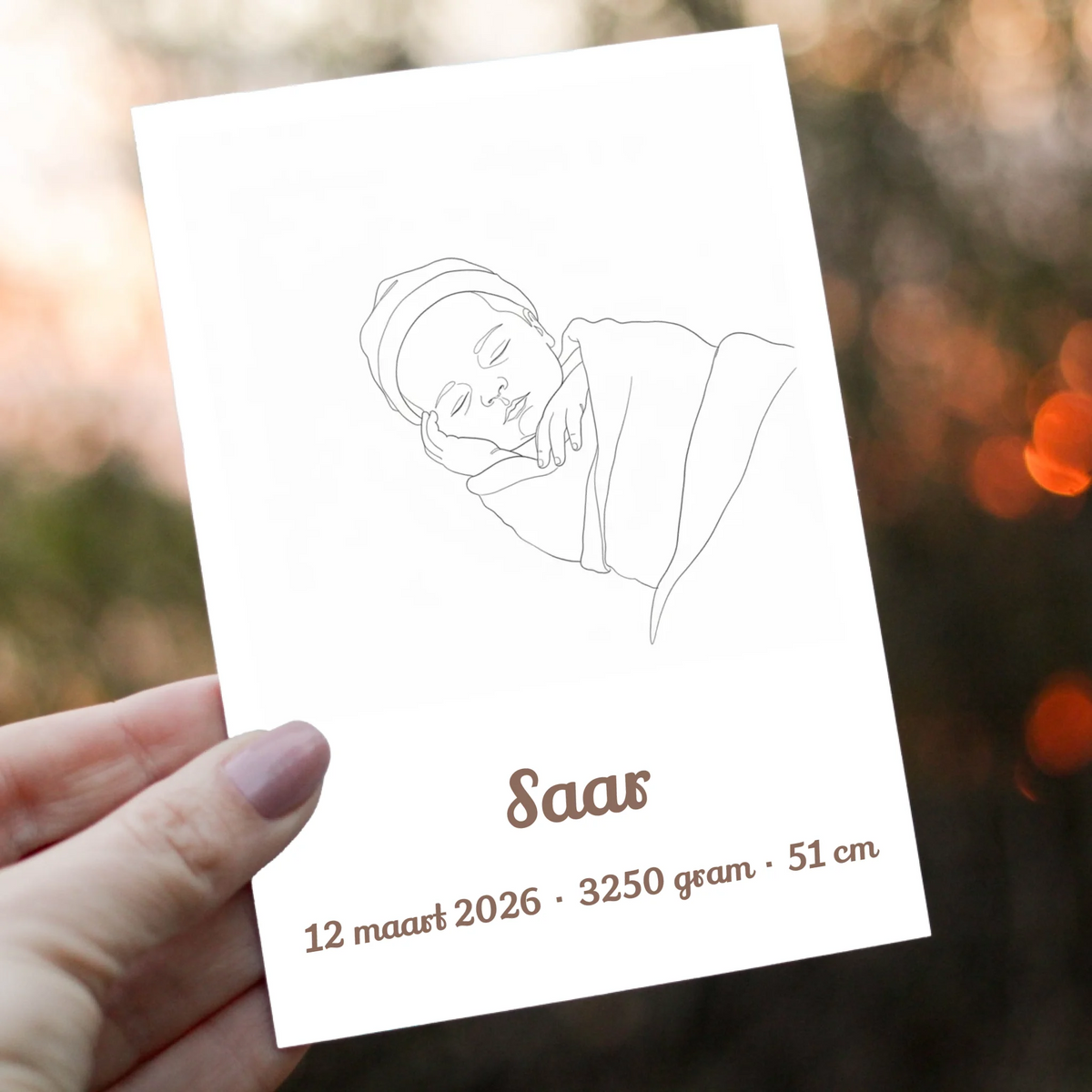 Geboortekaartje Lijntekening - Jouw Babyfoto als Minimalistische Line Art