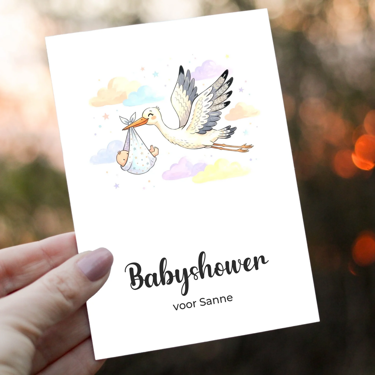 Uitnodiging Babyshower met Eigen Tekst - Er komt een baby!