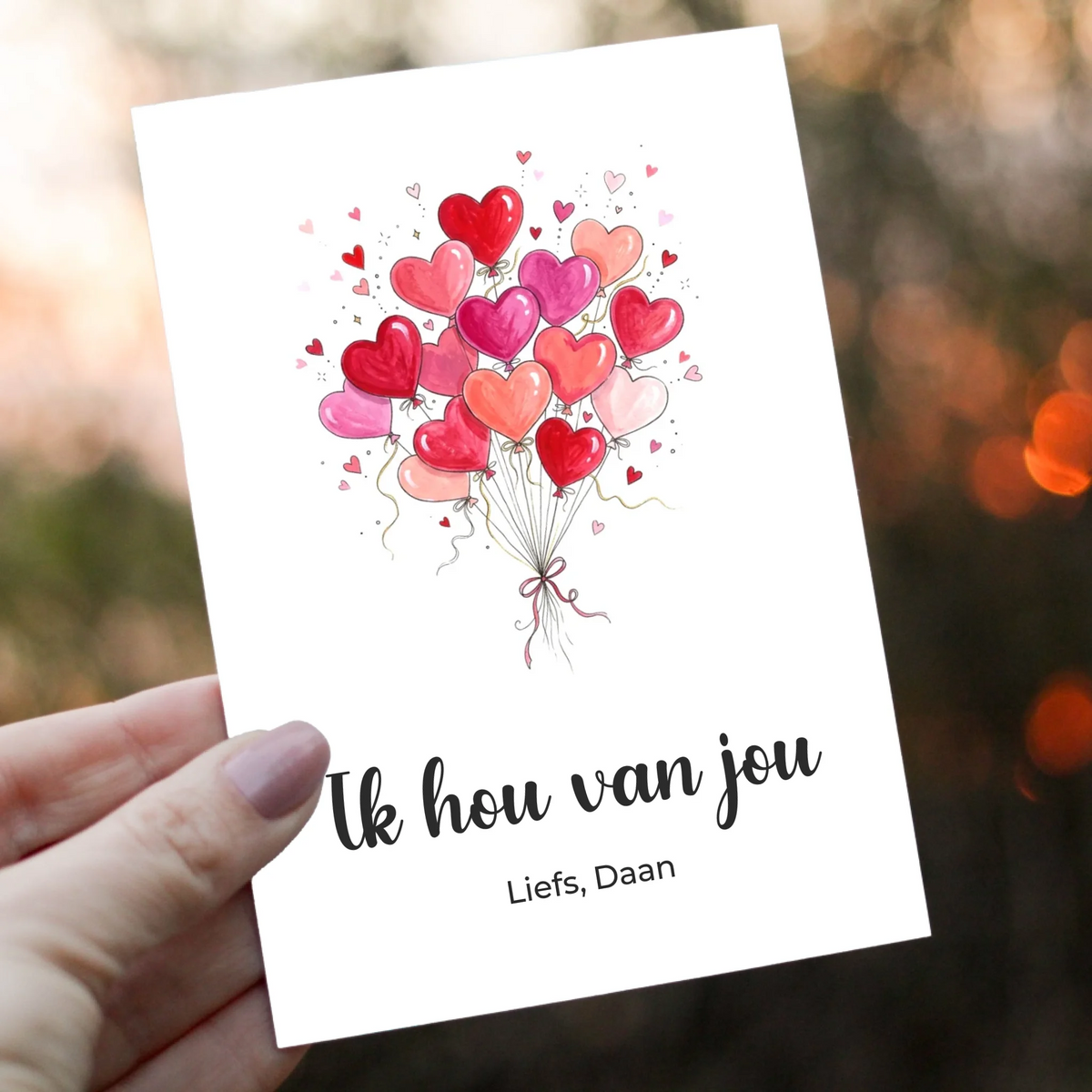 Valentijnskaart met Eigen Tekst - Ik Hou van Jou