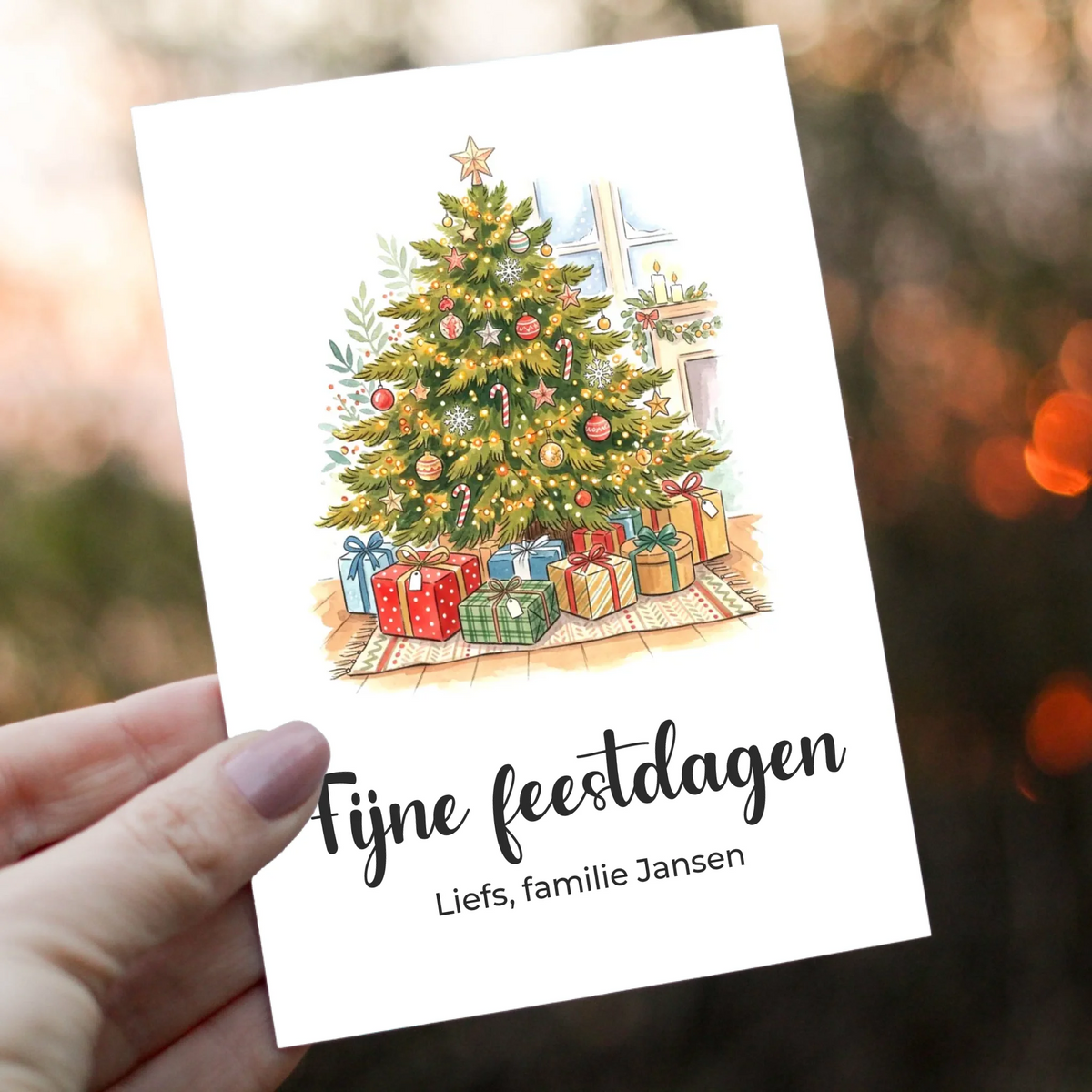 Kerstkaart met Eigen Tekst - Fijne Feestdagen