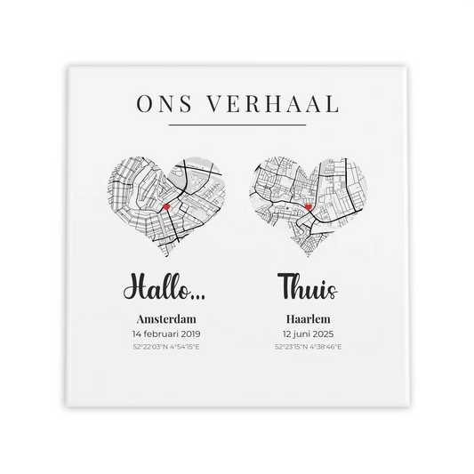 Ons Verhaal Tegel Hallo, Thuis - 2 Plattegronden in Hartvorm