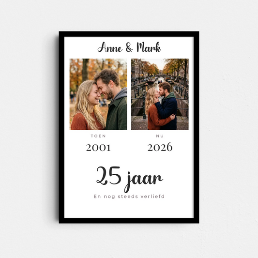 Toen & Nu Poster - 2 Foto's met Jaartallen (A4/A3)