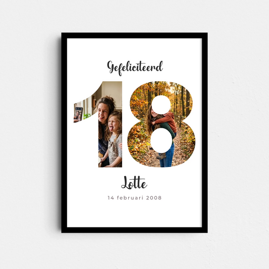 18 Jaar Poster - Foto's in de Cijfers (A4/A3)