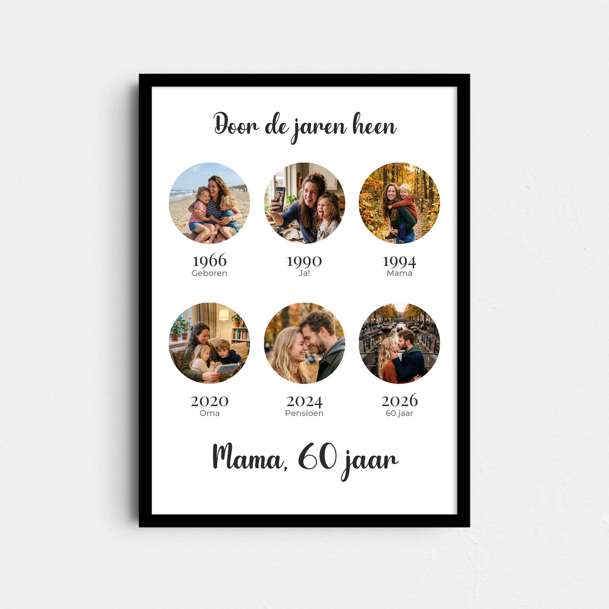 Door de Jaren Heen Poster - Ronde Foto's met Jaartal (A4/A3)