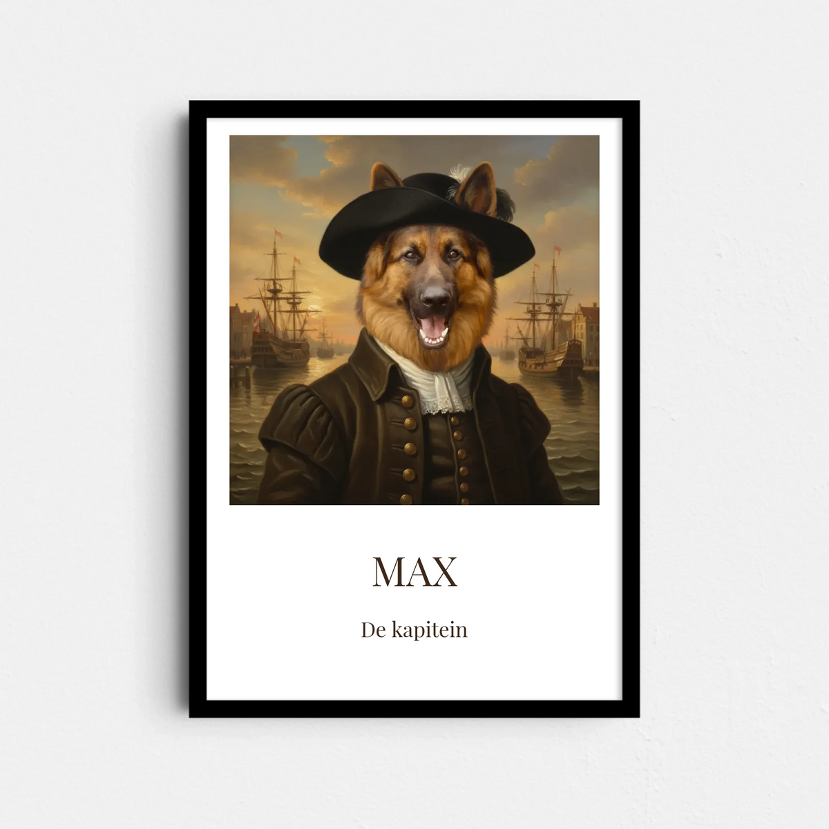 Kapitein Huisdier Portret Poster – Jouw Dier als Zeekapitein in Olieverf (A4/A3)