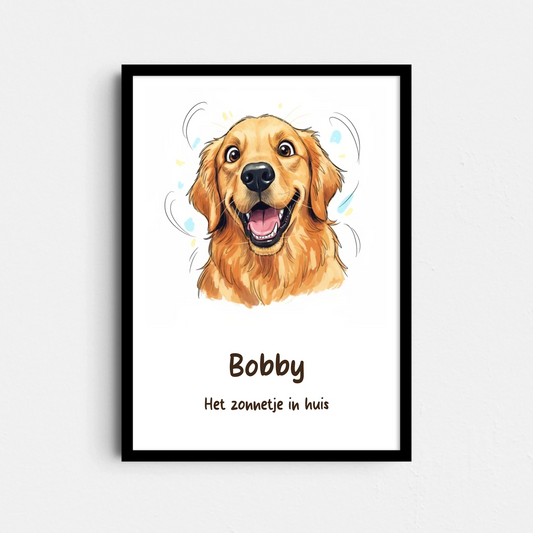 Huisdier Karikatuur Poster – Jouw Hond of Kat als Vrolijke Tekening (A4/A3)