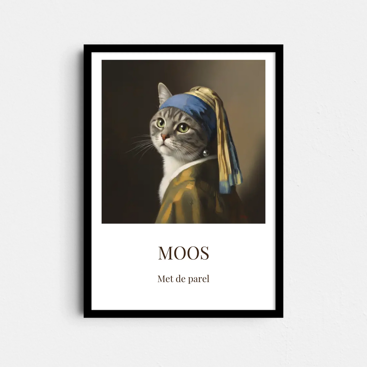 Kat met de Parel Poster – Jouw Kat als Klassiek Meesterwerk (A4/A3)